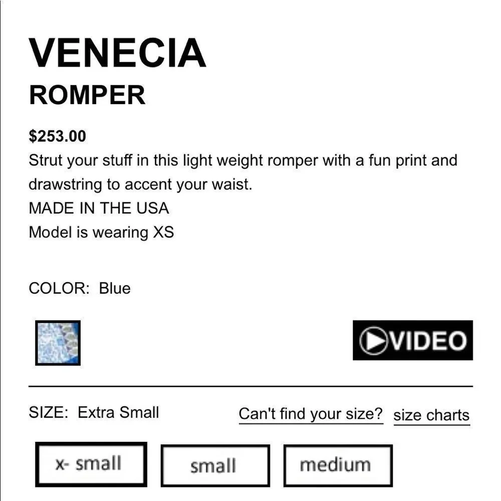 Sky Venecia Romper NWT